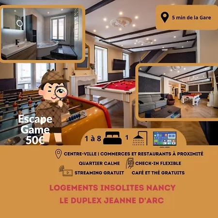 Duplex Jeanne D'arc Billard Baby En Option Escape Game Insolites 公寓 *